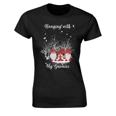 Hanging with My Gnomies Christmas Printed T-shirt Men's Women's Kids | Xmas Gift - Image 1 of 4