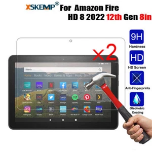 For Amazon Fire HD 8 / HD 8 Plus 2022 2020 TEMPERED GLASS Screen Protector 2PCS - Picture 1 of 19