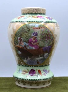 Antique Royal Vienna Porcelain Urn Vase Beehive Mark with Ladies Fishing Motif - Picture 1 of 17
