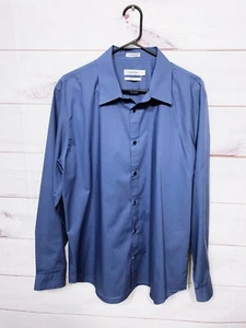 Calvin Klein Mens Non Iron Shirt Size XL Blue Button Up Long Sleeve - Picture 1 of 6