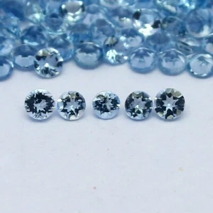 Natural Santa Maria Aquamarine Lot 1.5x1.5/1.75x1.75 MM Round Shape Faceted Gem - Picture 1 of 10