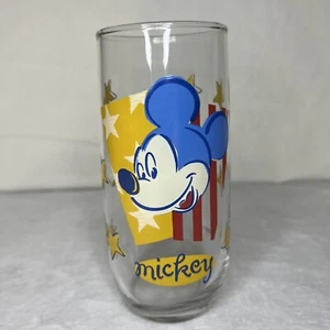 Vintage Disney Mickey Mouse Stars & Stripes Drinking Glass 1990s 12 Oz Tumbler - Picture 1 of 7