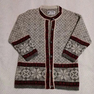Vintage Floss Icelandic Open Front Cabincore Outdoor Winter Wool Cardigan Small - Picture 1 of 16