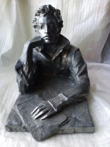 ORIGINAL metal RUSSIAN SOVIET USSR STATUE FIGURINE BUST Pushkin Poet Original - Picture 1 of 7