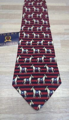 Corbata Tommy Hilfiger Vintage Años 90 Burro Demócrata Italiano Seda Corbata Elección Foto 1 de 4