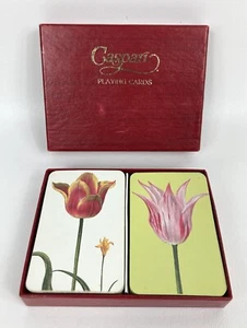 Caspari Tulipa Double Deck Playing Cards w/ Original Box Vintage - Picture 1 of 8