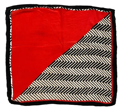 Vintage Zebra Half Red Square Silk Scarf 28x30 Chevron - Image 1 of 4
