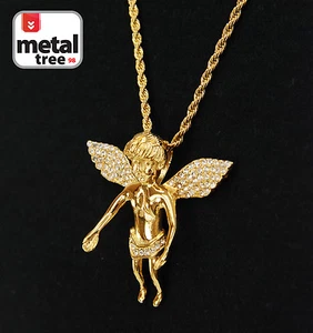 Men's Stainless Steel Baby Angel With 24" Rope Chain SCP 3001 G - Picture 1 of 3