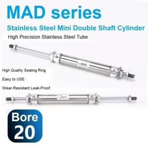 MAD20 Bore20mm Mini Two-Axis Double-Action Stainless Steel Magnetic Ring Cylinde - Picture 1 of 32