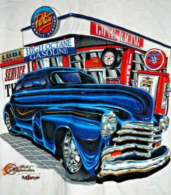 Camiseta De Colección Chevrolet Chevy Fleetline Lowrider Gasolinera Grande Años 90 EE. UU. Foto 1 de 4