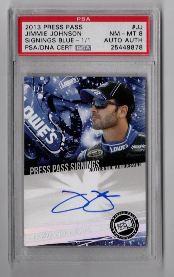 Jimmie Johnson 2013 Press Pass Signings Autograph Card Auto PSA NASCAR Blue 1/1 - Image 1 of 1