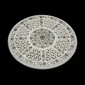 24" White Marble Top Coffee Table Marquetry Inlay Stone Home Furniture Decor u - Picture 1 of 4