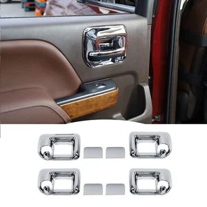 Inner Door Handle Bowl Cover ABS Trim Frame Decor for Chevy Silverado 2014-2018 - Picture 1 of 8