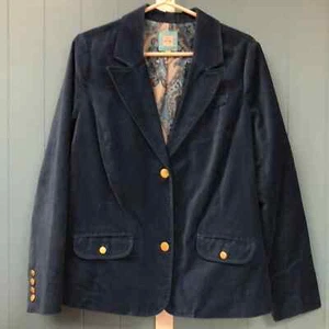 Vtg Y2K Old Navy Women’s Blazer Jacket Peacock Blue teal Velveteen Fitted XL - Picture 1 of 6