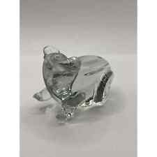 Hand Blown Clear Art Glass Frog Toad Paperweight