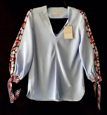 BLUSA EMILIO PUCCI AZUL SLIK HOLGADA MANGA LARGA CORBATA TALLA 38 Foto 1 de 4