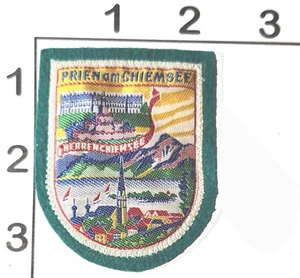 Prien Chiemsee Lake Germany Patch Palace Green Vintage Embroidered Felt Shield - Picture 1 of 1
