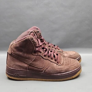 Nike Air Force 1 High Boys Youth Size 6.5 Burgundy Suede Shoes 807617-600 - Picture 1 of 11