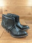 Hollywood Trading Company Womens Black Leather Cowboy Ankle Boot SIZE 36
