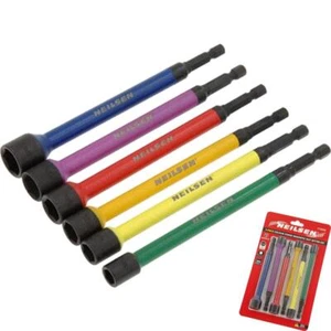 Neilsen Set 8pz Dadi Magnetici Boccole Trapano a Percussione Codificato Colore 8-14mm - Foto 1 di 3