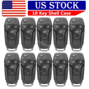 10 Flip Remote Car Key Fob Shell Case 4B for 2019 2020 Ford Transit N5F-A08TAA - Picture 1 of 9