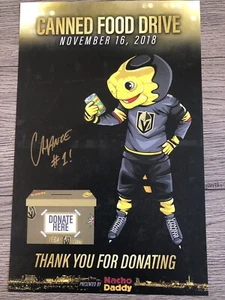 2018 CHANCE SIGNED! CANNED FOOD DRIVE VEGAS GOLDEN KNIGHTS POSTER AUTOGRAPHED - Foto 1 di 1