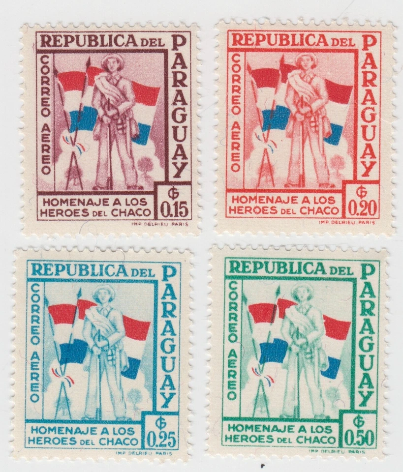 Paraguay 1957.  En honor a los héroes de la guerra del Chaco.  Banderas. SC# C234-C237 Foto 1 de 1