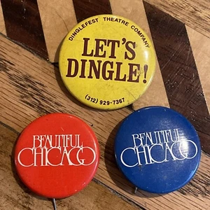 Dinglefest Theatre Co Performing Arts Pinback Button + 2 Chicago Pins S24606 - Picture 1 of 7