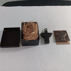 Jan Barboglio Guardian Angel Bronzed Metal Trinket Box W/Cross & Spike - Picture 1 of 10