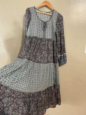 American Eagle 100% Lightweight Cotton Tiered Maxi Dress Floral Boho M New  - Image 1 of 4