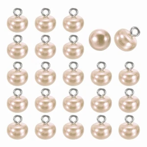 24pcs Round Faux Pearl Buttons 10mm Metal Shank Sewing DIY Button, Champagne - Bild 1 von 7