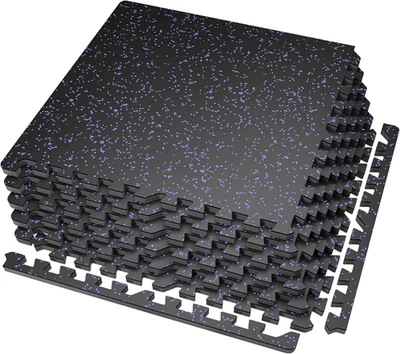 Alfombrillas de goma para equipo de ejercicio de 0,56"" de grosor 6 piezas 24 pies cuadrados, EVA de alta densidad Foto 1 de 4