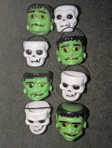 1990's Halloween Small Blow Mold Candy Containers Frankenstein Skulls 8 - Picture 1 of 2