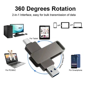 2TB 1TB USB Flash Drive Type-C Dual USB Memory Stick For iphone 15 16 Android PC - Afbeelding 1 van 4