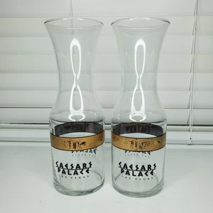 Caesars Palace Las Vegas Glass Wine Carafe 10.75" Tall x 3.5" diameter Lot Of 2 - Picture 1 of 16
