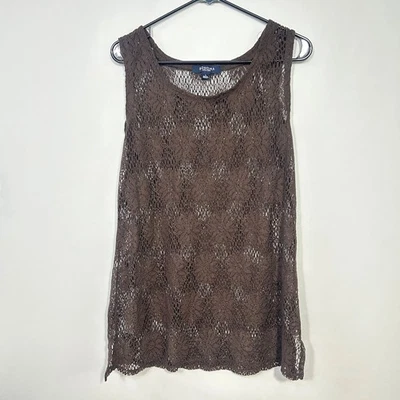 Regata Sonoma Life Style marrom crochê L boho praia capa indie resortwear - Imagem 1 de 4