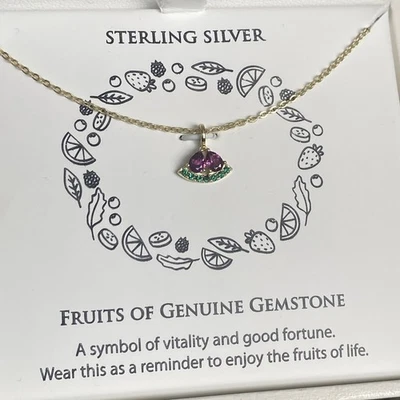 Collar Macy's Rodolita Granate y Espinela Verde Sandía Plata de Ley Foto 1 de 4