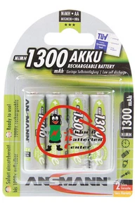 4 pezzi Ansmann Mignon AA batteria 1300 mAh / 1,2 V NiMH   - Foto 1 di 1