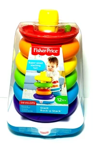 Fisher Price Gigante Rock-A-Stack Bebé Anillo Apilador Juguete Aprendizaje Juego 12M - Imagen 1 de 5