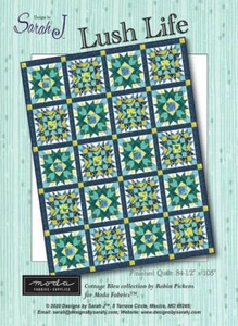 LUSH LIFE Quilt Pattern DSJ 2104 - 84" x 105" - Robin Pickens Cottage Bleu - Picture 1 of 2