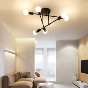 Lampadario Plafoniera Sospeso LED da soffitto a 6 teste E27 Vintage e Moderno N - Foto 1 di 8