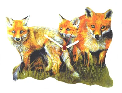 LARKRISE DESIGNS Reloj Fox and Cubs - Reloj Fox - Relojes Fox - Reloj Foxes Fox Cubs MB12-C