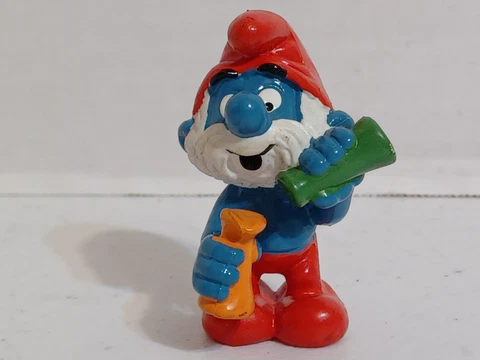 Smurfs 20164 Laboratory Papa Smurf Lab Glass Bottles Vintage Figure PVC Figurine Cover