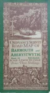 Ordnance Survey 1913 BARMOUTH & ABERYSTWYTH Vintage Cloth Map - Picture 1 of 3
