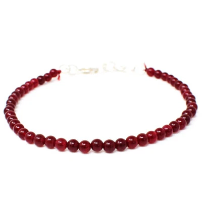 31.00 Cts Earth Mined 8" Long Red Ruby Round Shape Beads Bracelet JK 26E268 - Image 1 of 2
