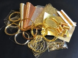 GOLDWORK EMBROIDERY MATERIALS STARTER BOX. NEW BIGGER BOX OVER 40 m EXTRA THREAD - Picture 1 of 5