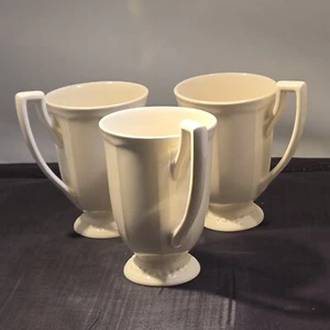 10 Strawberry Street Ivory White Footed Porcelain Coffee Tea Cup Mug set of 3 - Picture 1 of 10