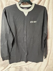 Vintage BYO BOY 100% Baumwolle Langarm Herren Marine Hemd Größe XL - Bild 1 von 4