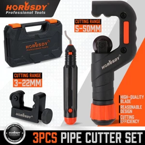 3pc Tube Pipe Cutter Deburring Tools Copper Brass Aluminum PVC 3/16-2" 1/8-7/8 - Picture 1 of 8