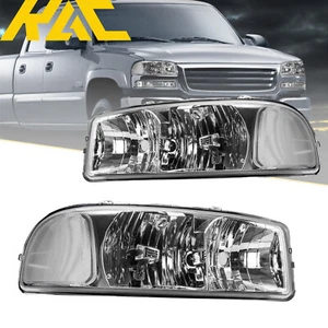 2pc Headlights For GMC Sierra 1999-2006 Yukon /Yukon XL 2000-2006 Chrome Housing - Picture 1 of 12